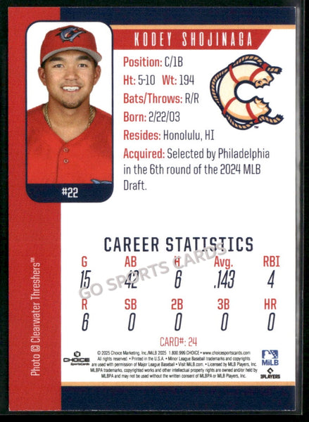 2025 Clearwater Threshers Kodey Shojinaga