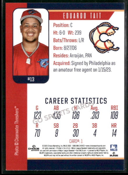 2025 Clearwater Threshers Eduardo Tait