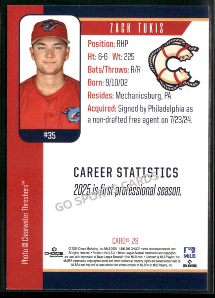 2025 Clearwater Threshers Zack Tukis