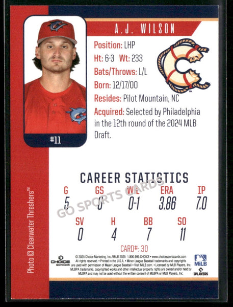 2025 Clearwater Threshers AJ Wilson