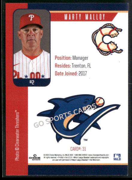 2025 Clearwater Threshers Marty Malloy