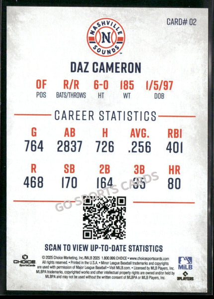 2025 Nashville Sounds Daz Cameron