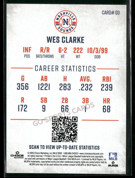2025 Nashville Sounds Wes Clarke