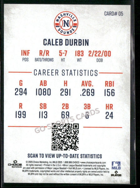 2025 Nashville Sounds Caleb Durbin