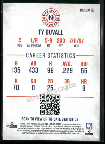 2025 Nashville Sounds Ty Duvall