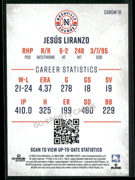 2025 Nashville Sounds Jesus Liranzo