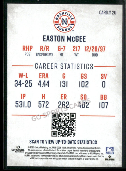 2025 Nashville Sounds Easton McGee