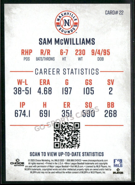 2025 Nashville Sounds Sam McWilliams