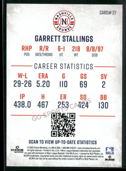 2025 Nashville Sounds Garrett Stallings
