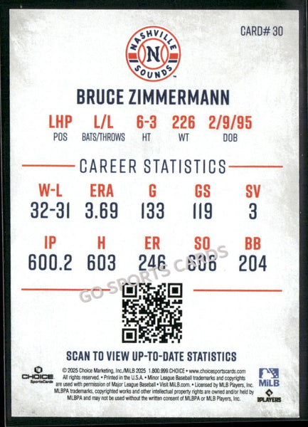 2025 Nashville Sounds Bruce Zimmermann