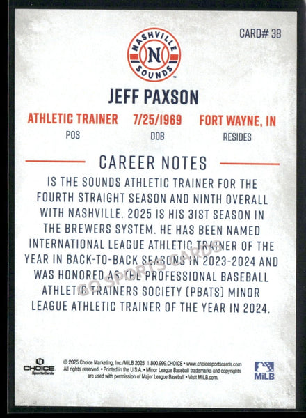 2025 Nashville Sounds Jeff Paxson