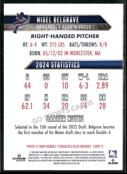 2025 Pensacola Blue Wahoos Nigel Belgrave