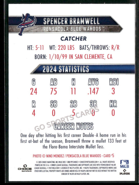 2025 Pensacola Blue Wahoos Spencer Bramwell
