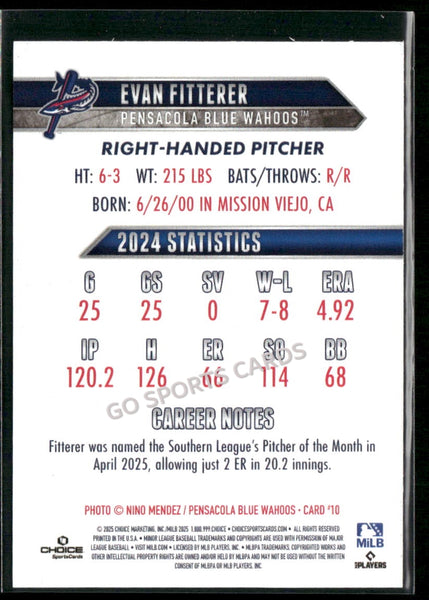 2025 Pensacola Blue Wahoos Evan Fitterer