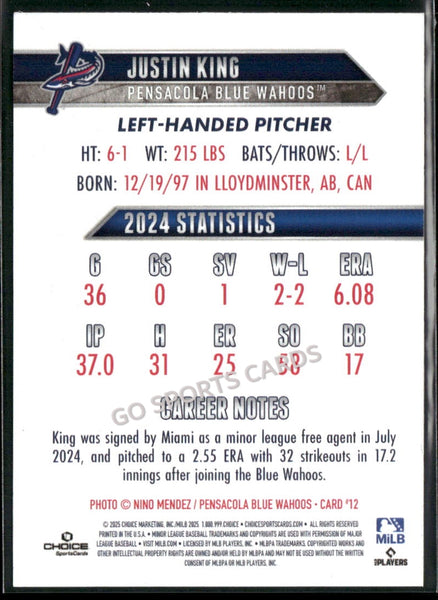 2025 Pensacola Blue Wahoos Justin King