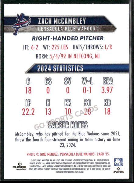 2025 Pensacola Blue Wahoos Zach McCambley