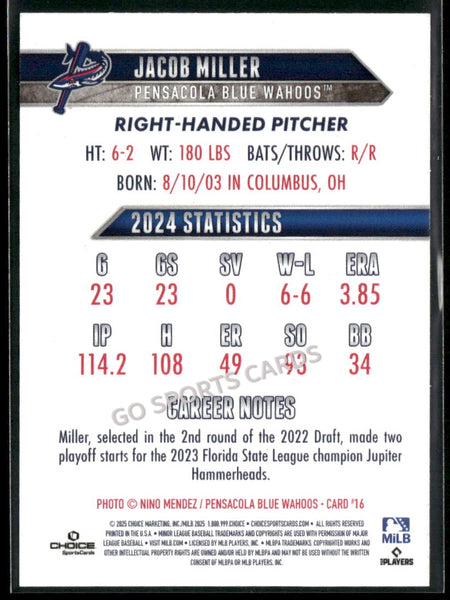 2025 Pensacola Blue Wahoos Jacob Miller