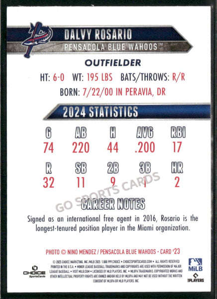 2025 Pensacola Blue Wahoos Dalvy Rosario