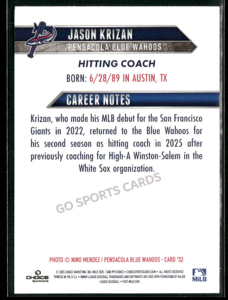 2025 Pensacola Blue Wahoos Jason Krizan