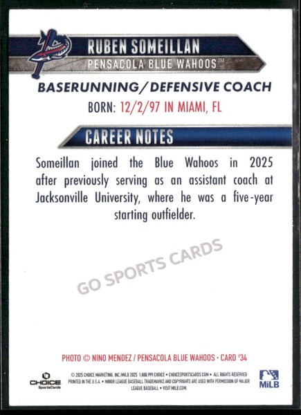 2025 Pensacola Blue Wahoos Ruben Someillan