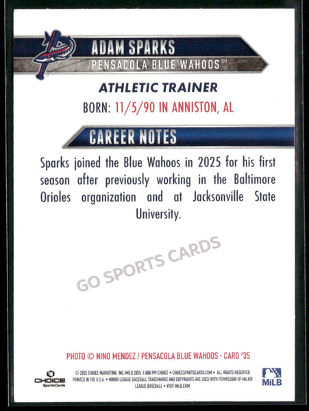 2025 Pensacola Blue Wahoos Adam Sparks
