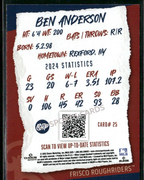 2025 Frisco RoughRiders Ben Anderson