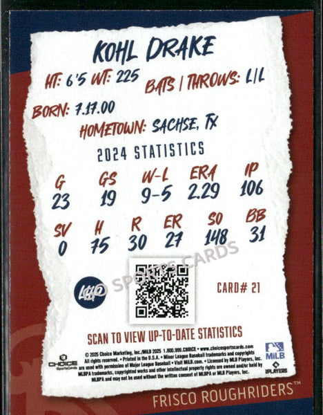 2025 Frisco RoughRiders Kohl Drake