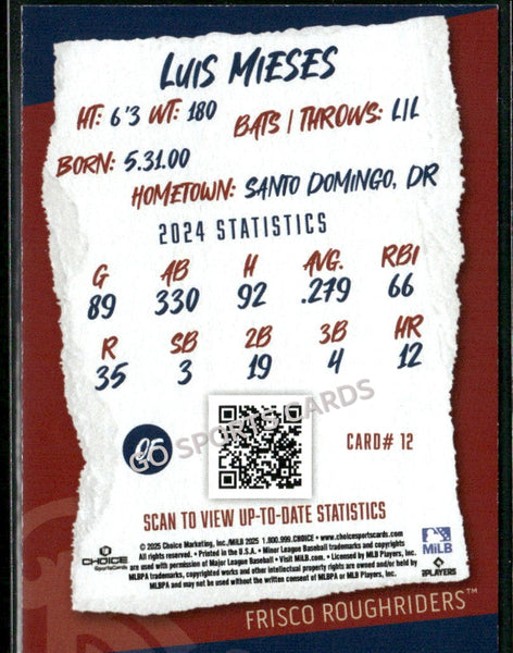 2025 Frisco RoughRiders Luis Mieses