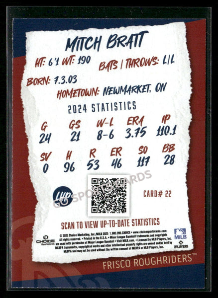 2025 Frisco RoughRiders Mitch Bratt