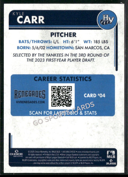 2025 Hudson Valley Renegades Kyle Carr