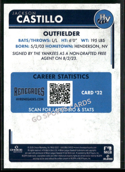 2025 Hudson Valley Renegades Jackson Castillo