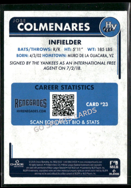 2025 Hudson Valley Renegades Jose Colmenares