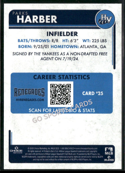 2025 Hudson Valley Renegades Parks Harber