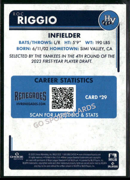 2025 Hudson Valley Renegades Roc Riggio