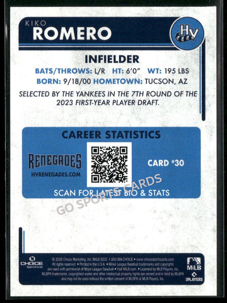 2025 Hudson Valley Renegades Kiko Romero
