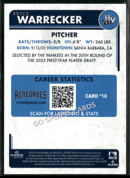 2025 Hudson Valley Renegades Bryce Warrecker