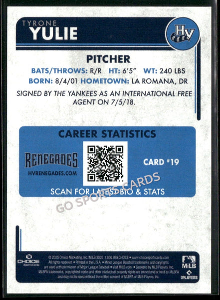 2025 Hudson Valley Renegades Tyrone Yulie