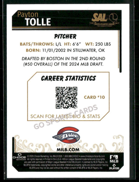 2025 South Atlantic League Top Prospects SAL Payton Tolle