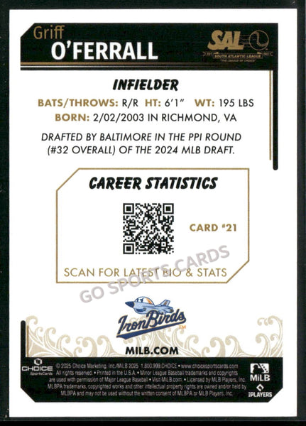 2025 South Atlantic League Top Prospects SAL Griff O'Ferrall