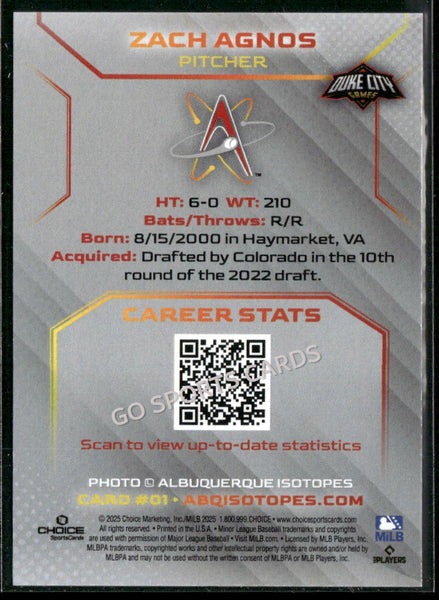 2025 Albuquerque Isotopes Zach Agnos
