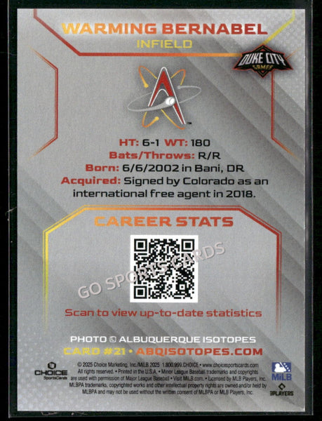 2025 Albuquerque Isotopes Warming Bernabel