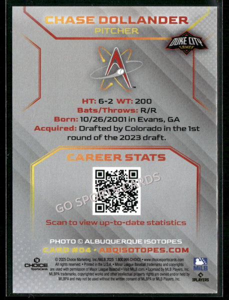 2025 Albuquerque Isotopes Chase Dollander