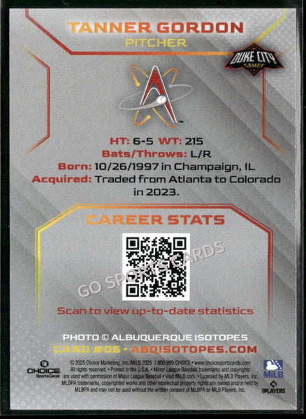 2025 Albuquerque Isotopes Tanner Gordon