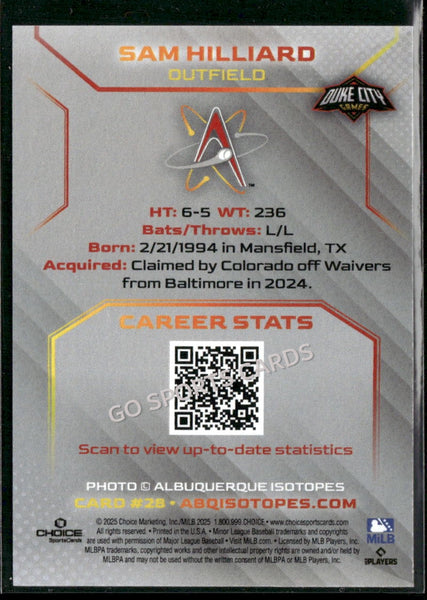 2025 Albuquerque Isotopes Sam Hilliard