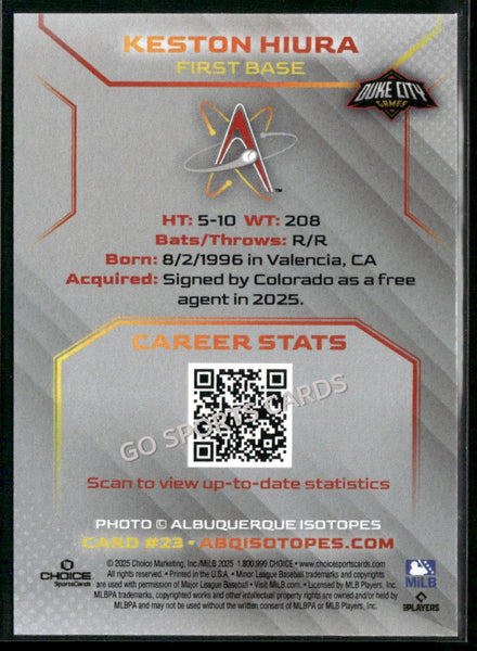 2025 Albuquerque Isotopes Keston Hiura