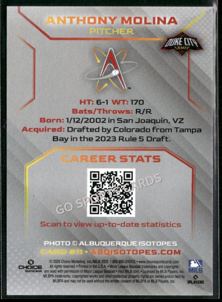 2025 Albuquerque Isotopes Anthony Molina
