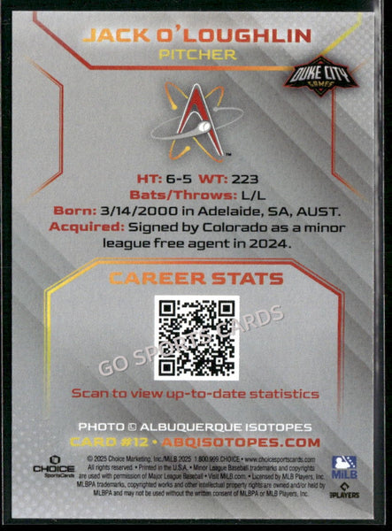 2025 Albuquerque Isotopes Jack O'Loughlin