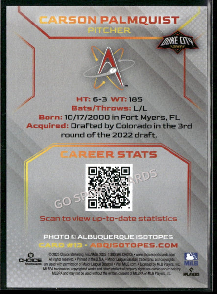 2025 Albuquerque Isotopes Carson Palmquist