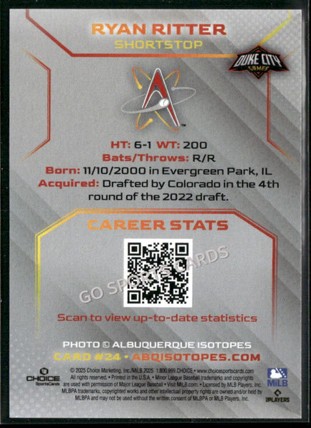 2025 Albuquerque Isotopes Ryan Ritter