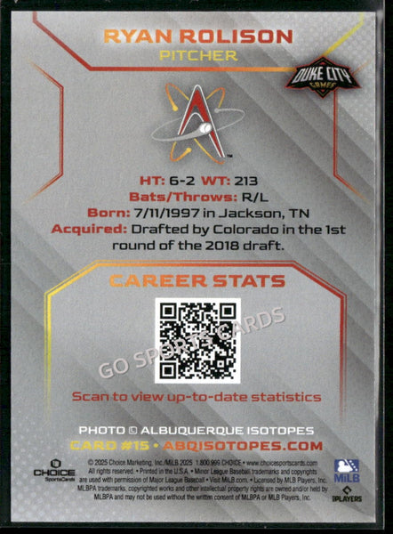 2025 Albuquerque Isotopes Ryan Rolison